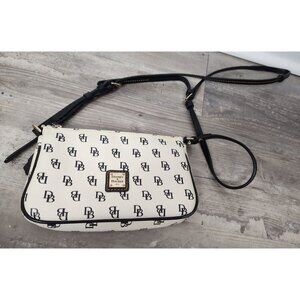 Dooney & Bourke Lexi Black/White Logo Leather Crossbody Shoulder Bag